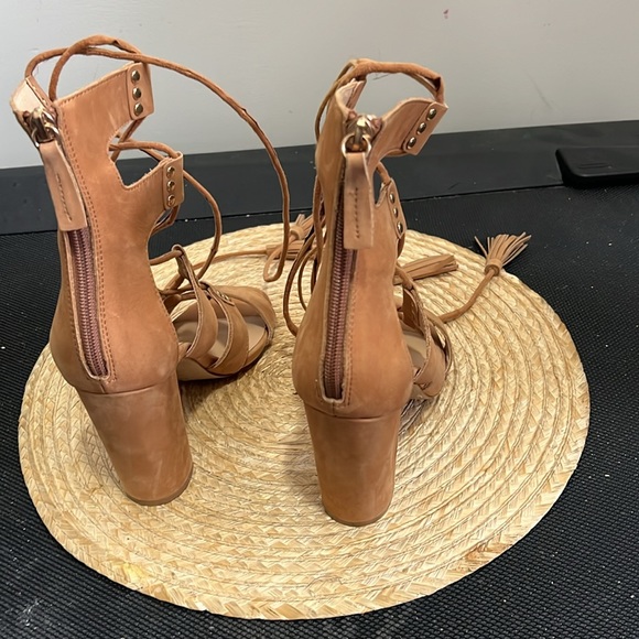 Aldo Cognac Brown Leather Suede Gladiator Heel Sandals Size 6.5 - Picture 8 of 16